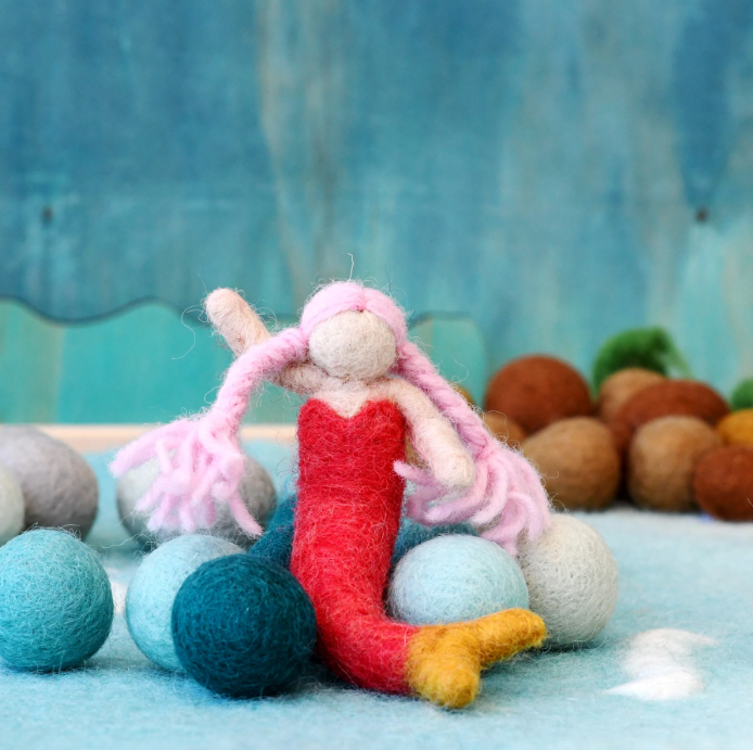 Felt Waldorf Mermaid, Pink Hair