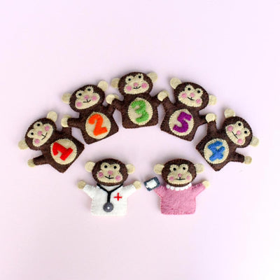 Pre-Order Five Little Monkeys, Finger Puppet Set of 7 (Ships in late February)