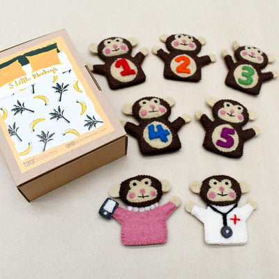 Pre-Order Five Little Monkeys, Finger Puppet Set of 7 (Ships in late February)