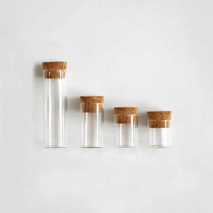 June & December Large Specimen Bottles with Cork, Set of 10