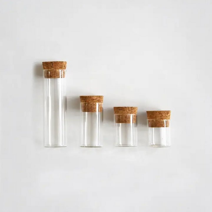 June &amp; December Medium Specimen Bottles with Cork, Set of 16