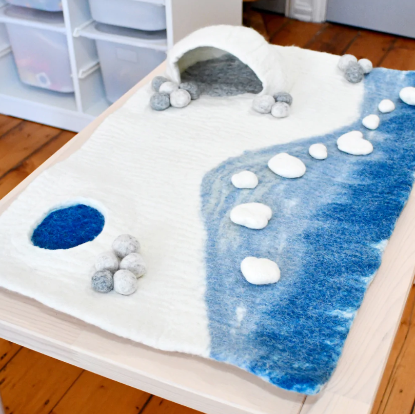 Pre-Order Large Arctic/Antarctic Polar Play Mat Playscape and Polar Bear Set (Ships in late January)