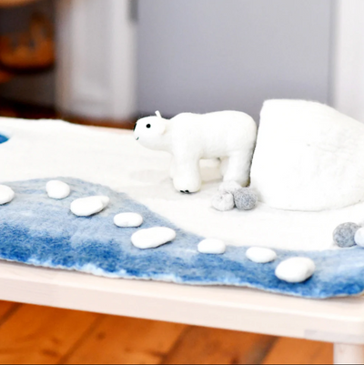 Pre-Order Large Arctic/Antarctic Polar Play Mat Playscape and Polar Bear Set (Ships in late January)