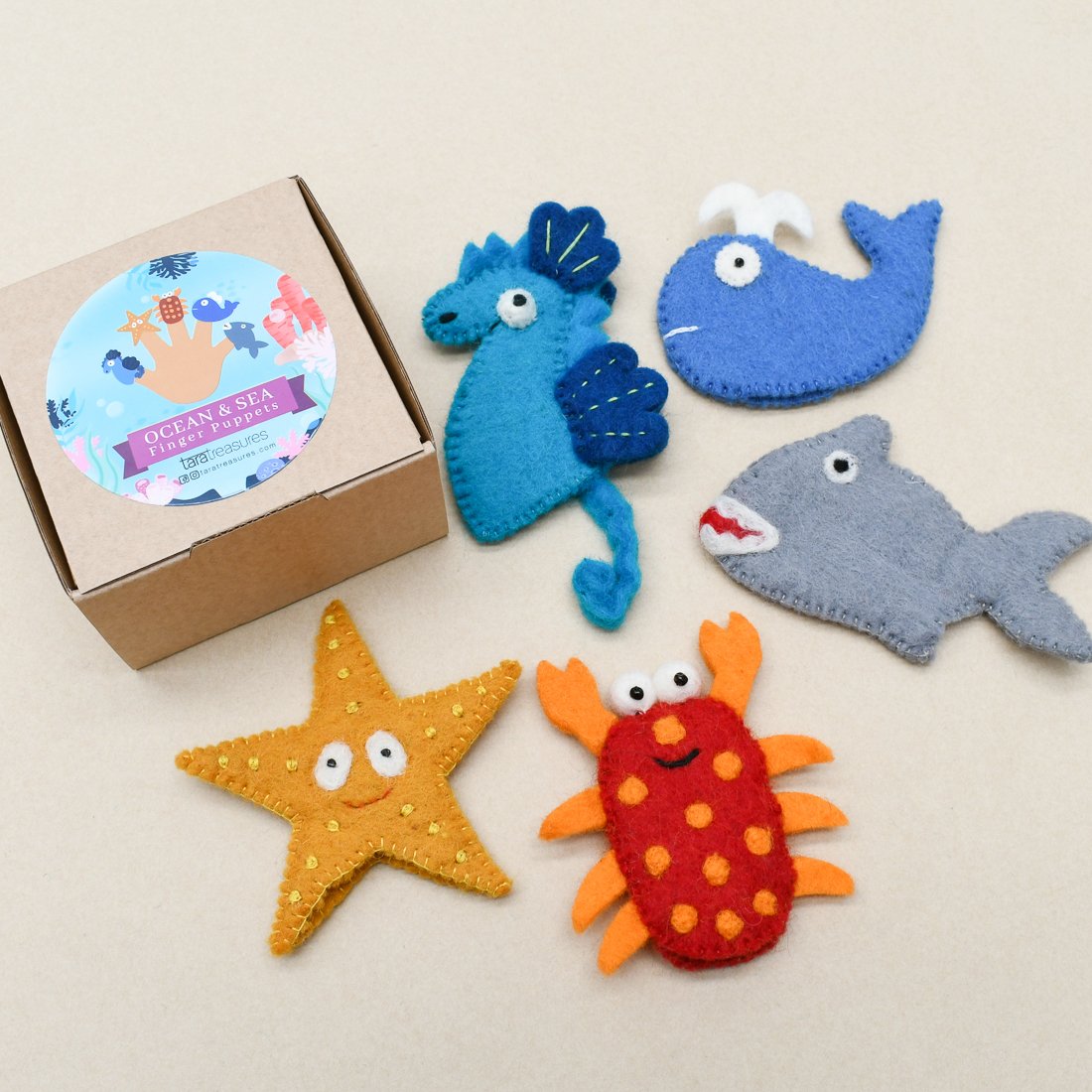 Pre-Order Ocean and Sea Creatures, Finger Puppet Set of 5, Style 1 (Ships in August)
