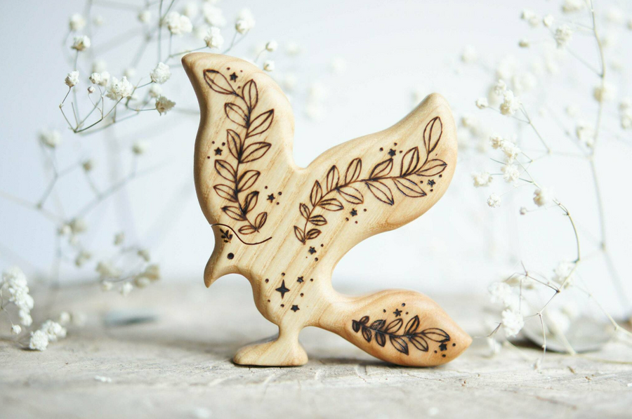Wooden Phoenix, a hand-carved wooden toy by Tiny Fox Hole.