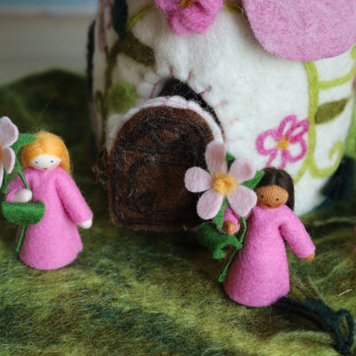 Pre-Order Pink Flower Fairy House and Mat (Ships in late February)