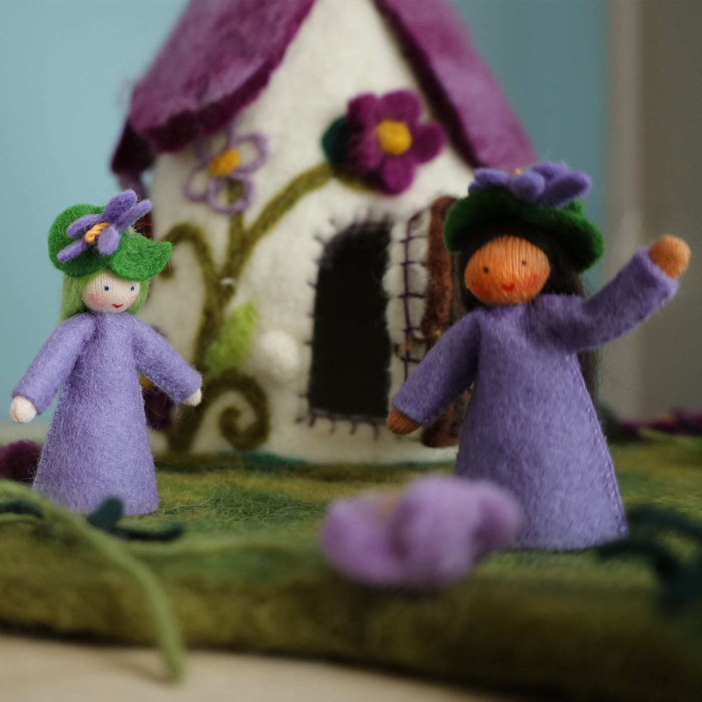 Sale Purple Flower Fairy House and Mat