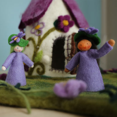 Sale Purple Flower Fairy House and Mat