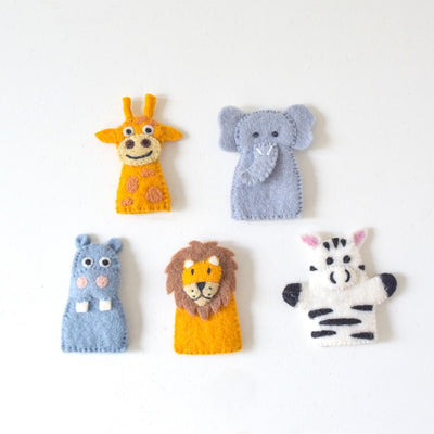 Safari Animals, Finger Puppet Set of 5
