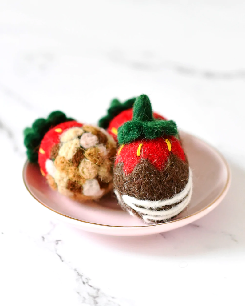 Felt Chocolate-Dipped Strawberries (Set of 3)