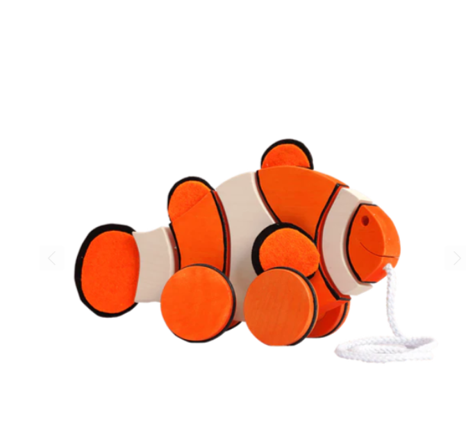 Wooden Clown Fish Pull Along Toy