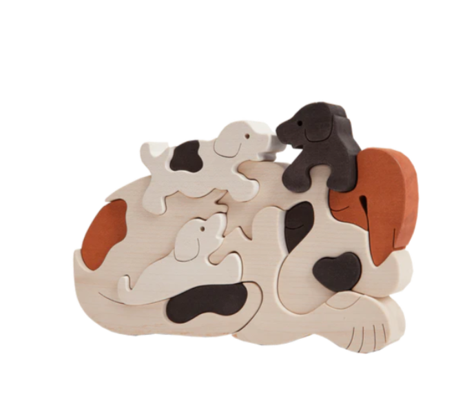 Sale Wooden Dog Puzzle, Natural