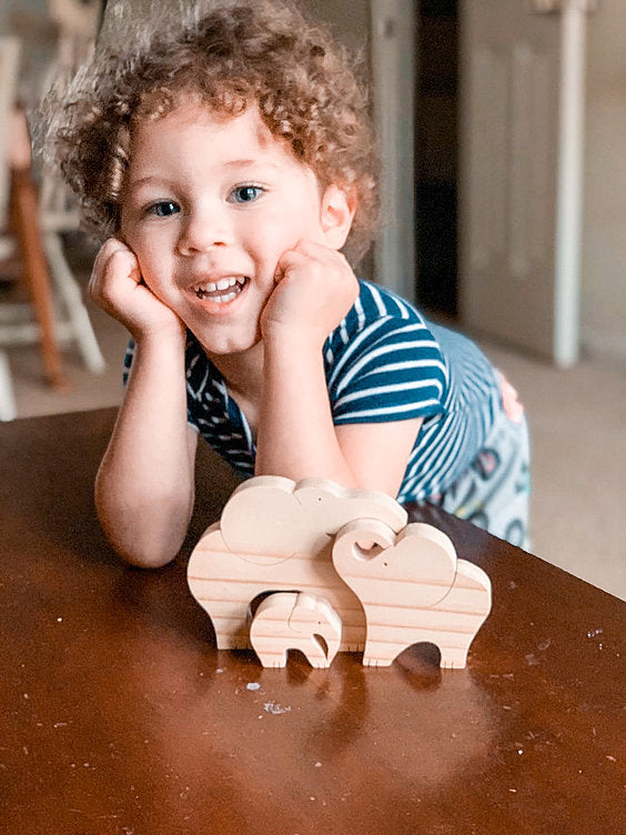 Wooden Elephant Family Puzzle