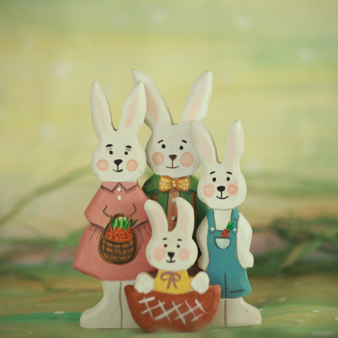 Sale MTW Exclusive - Wooden Bunny Family, 4 pcs