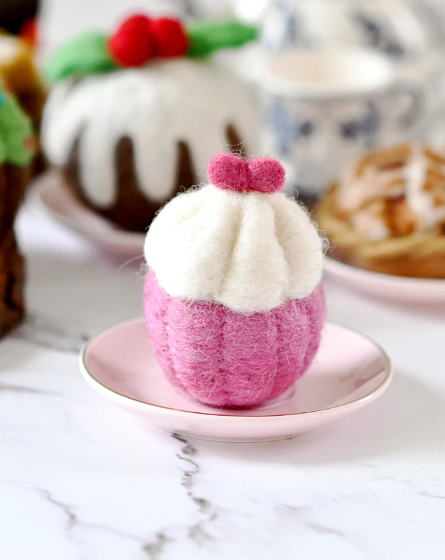 Felt Cupcake, Pink Ribbon