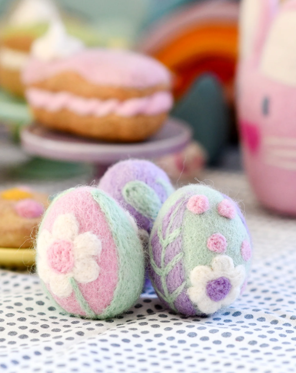 Felt Floral Eggs. Set of 3