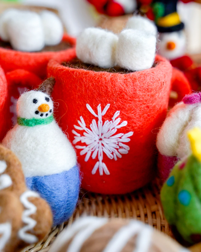 Felt Hot Chocolate with Marshmallows, Red