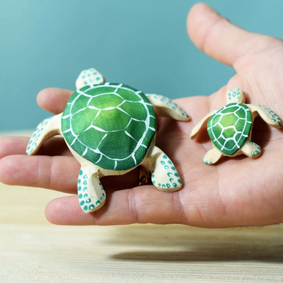 Pre-Order Bumbu Wooden Green Turtle, Baby (Ships in July)