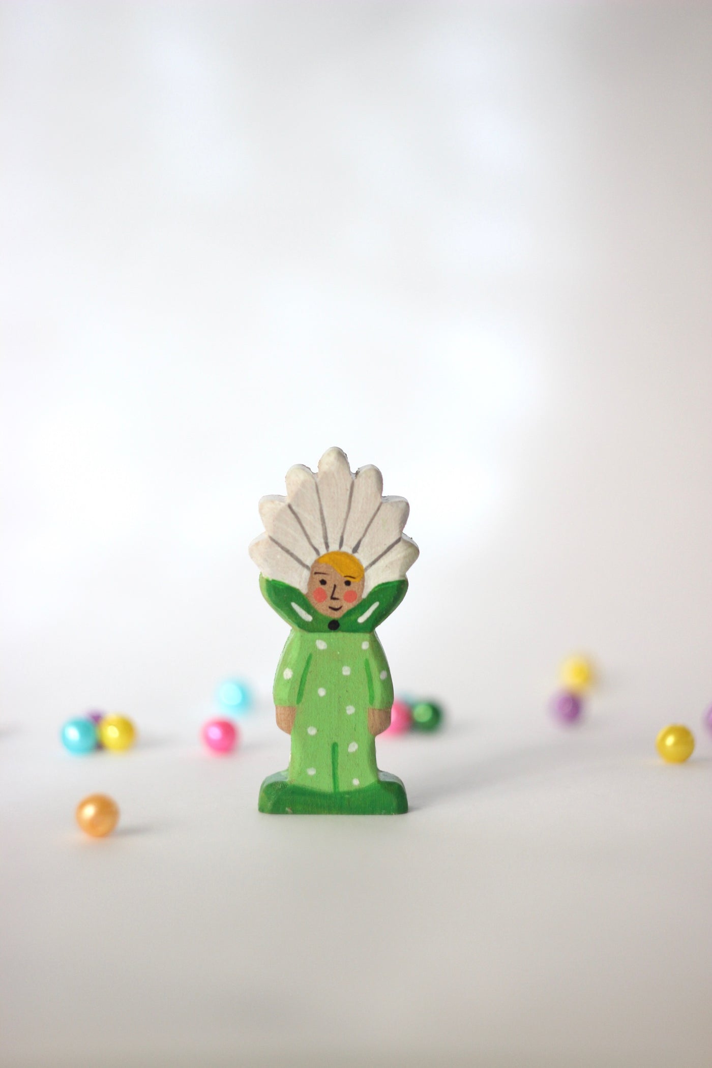 Wooden Chamomile Flower Gnome