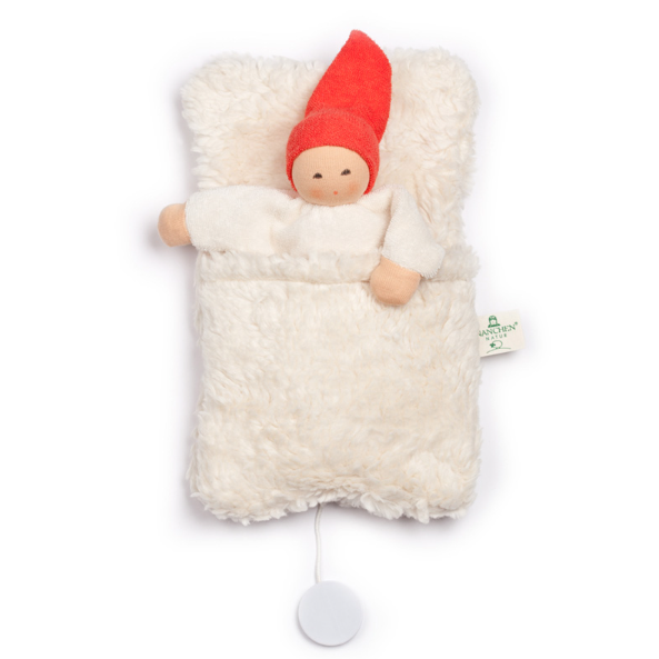 Sale Nanchen Natur Waldorf Music Doll in Baby Bed, Red