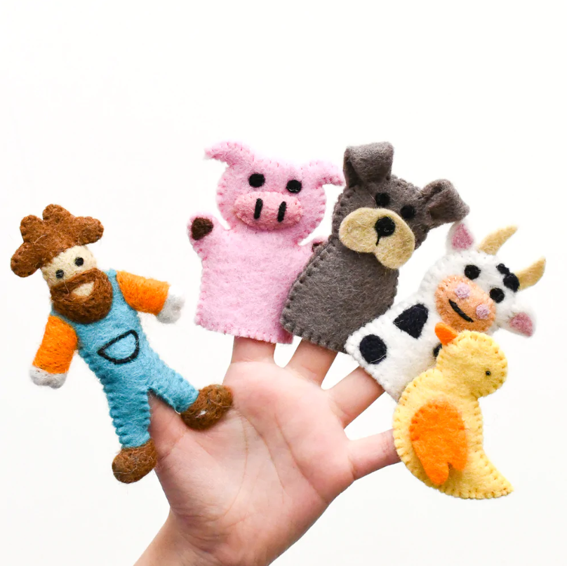 Old MacDonald Farm Animals Finger Puppet Set