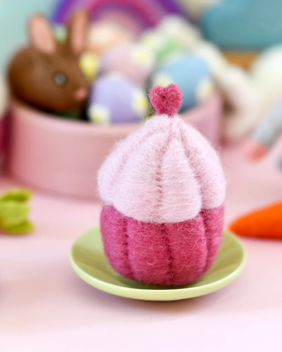 Felt Cupcake, Pink Heart