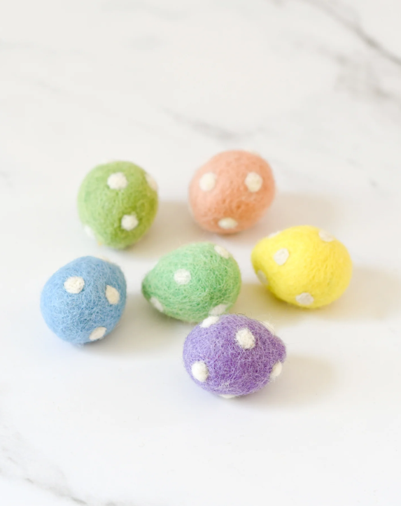 Sale Felt Polka Dots Eggs, Set of 6