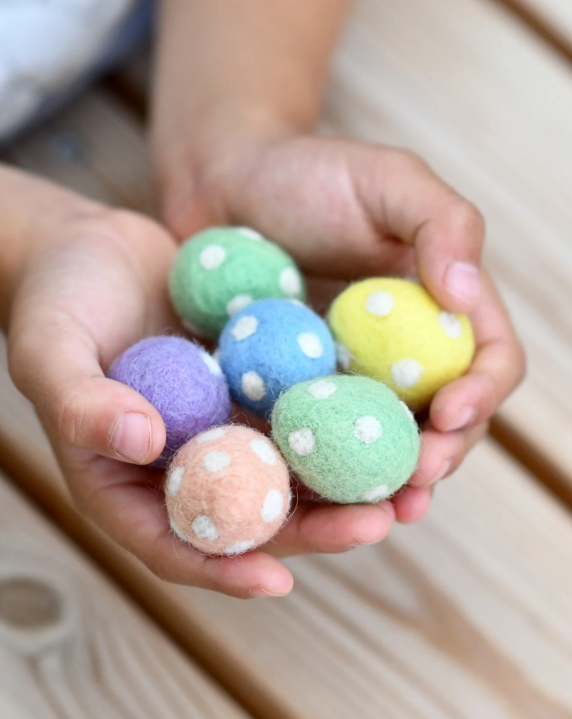 Sale Felt Polka Dots Eggs, Set of 6