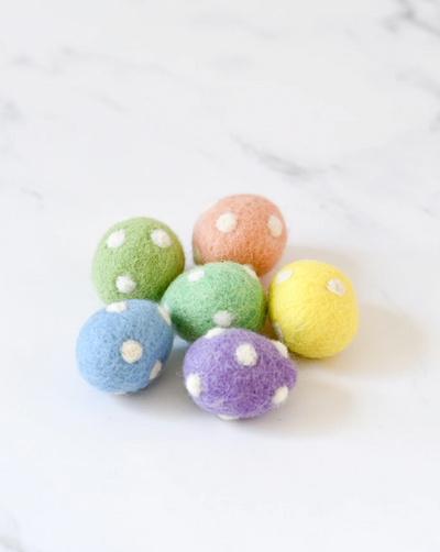 Sale Felt Polka Dots Eggs, Set of 6