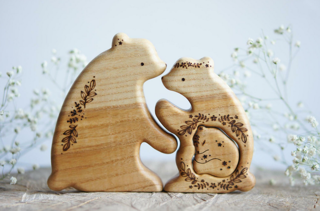 Wooden Bear Family Announcement Puzzle